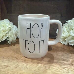 Rae Dunn White Ceramic Mug - Hop To It